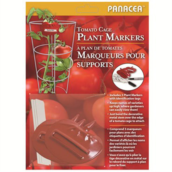 Panacea Red Steel Tomato Cage Plant Marker 3 PK