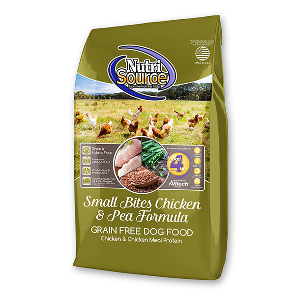 NutriSource Grain Free Dog Food For Small Breed Chicken And Pea 15 LB