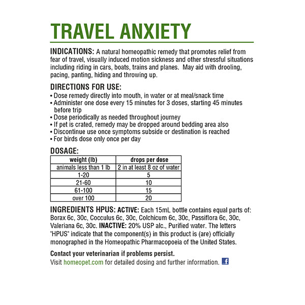 HomeoPet Travel Anxiety 15 ML