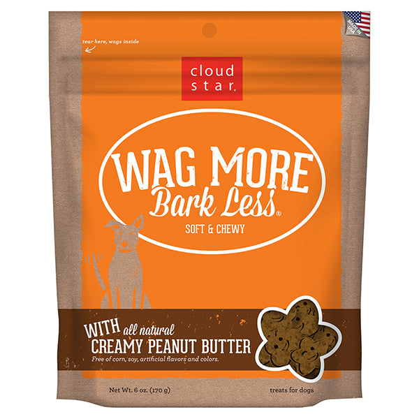 Cloudstar Wag More Bark Less Soft And Chewy Peanut Butter 6 OZ