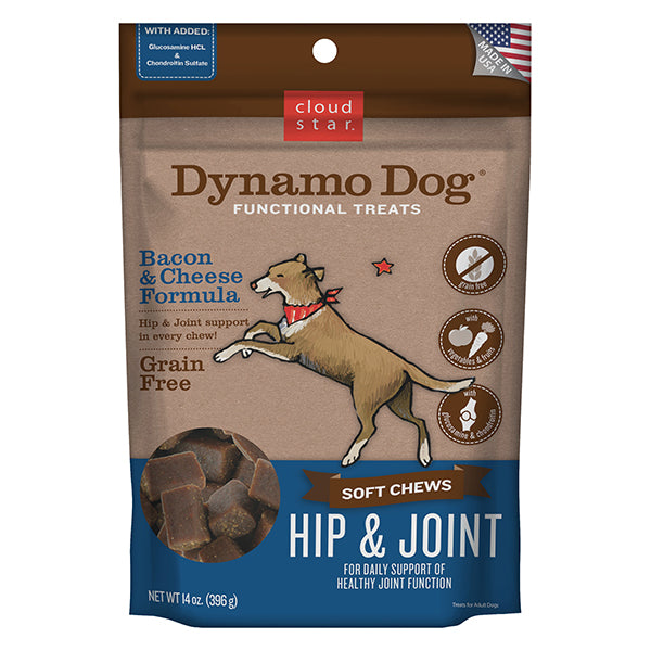 Cloudstar Dynamo Dog Functional Treats Hip And Joint Bacon And Cheese 14 OZ