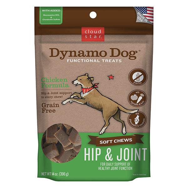 Cloudstar Dynamo Dog Functional Treats Hip And Joint Chicken 14 OZ