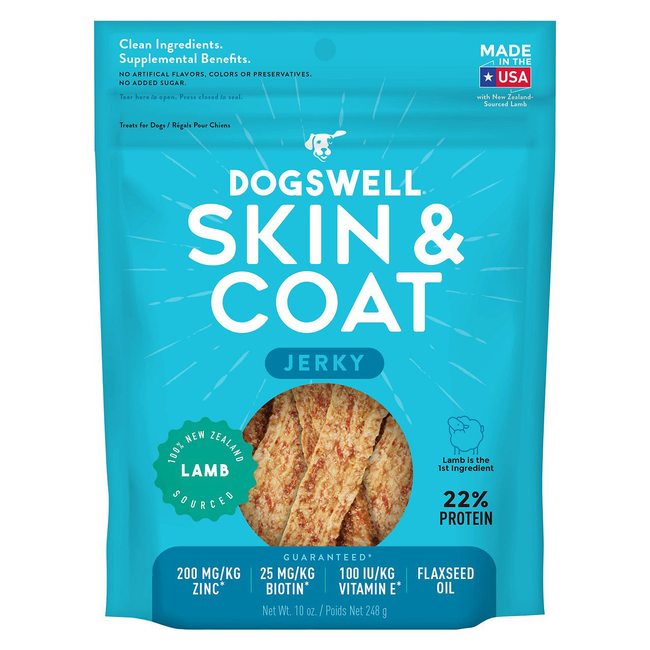 Dogswell Skin & Coat Grain Free Jerky Lamb 10 OZ
