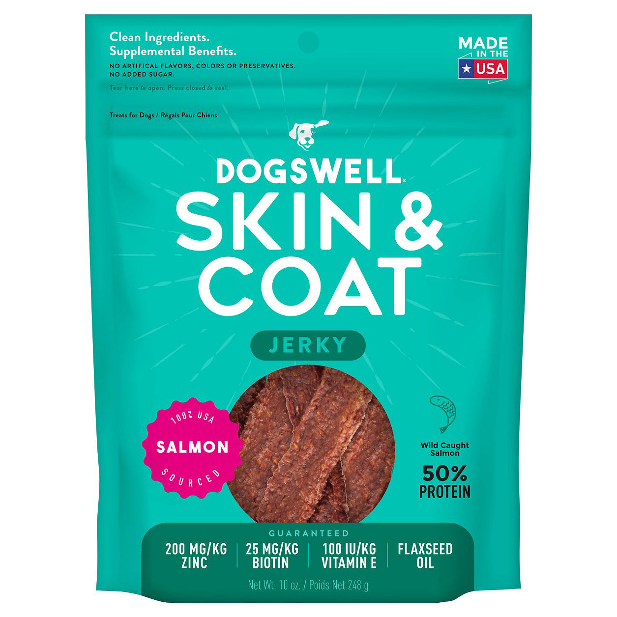 Dogswell Skin & Coat Grain Free Jerky Salmon 10 OZ