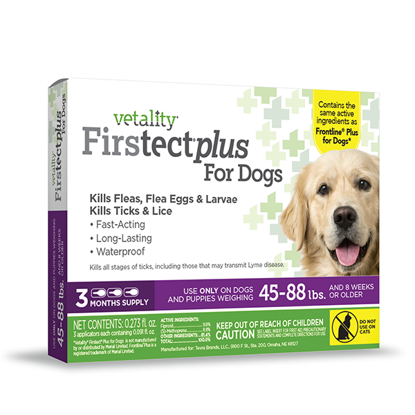 Vetality Firstect Plus for Dogs 45-88 LB 3-Dose