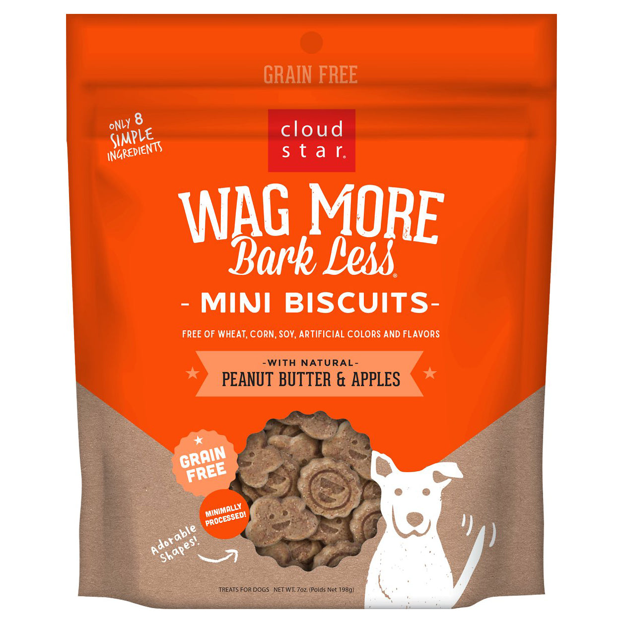 Cloud Star Wag More Bark Less Peanut Butter Apple Mini Biscuit 7 OZ