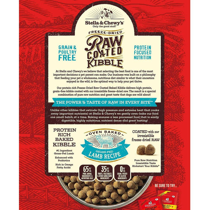 Stella and Chewy's Freeze Dried Raw Coated Grass Fed Lamb Kibble 22 LB