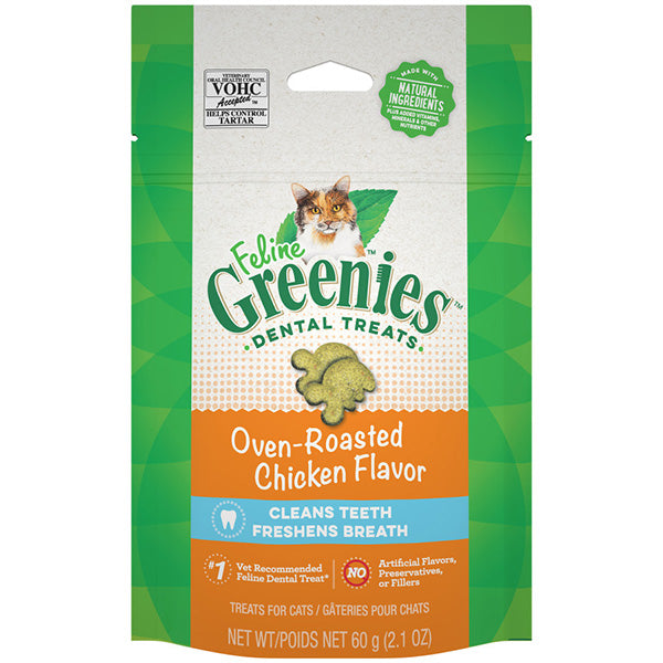Greenies Feline Dental Treats Oven Roasted Chicken Flavor 2.1 OZ