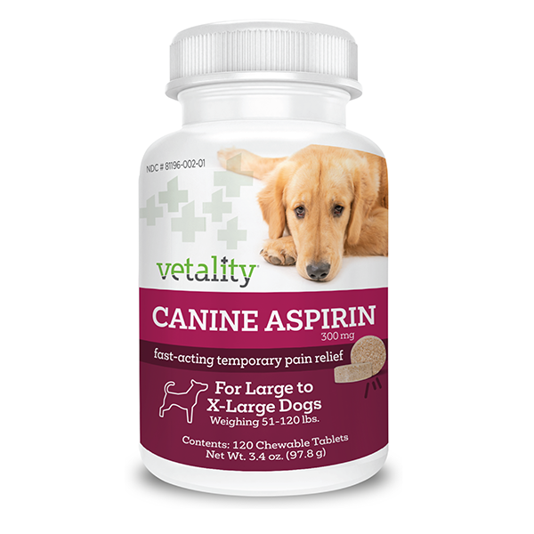 Vetality Canine Aspirin 300mg LRG/XLRG 120 CT